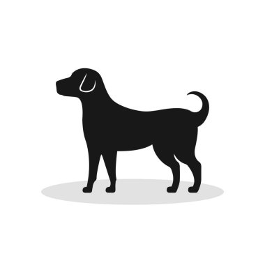 Köpek simgesi tasarım vektör şablonu. Köpek silueti vektör çizimi