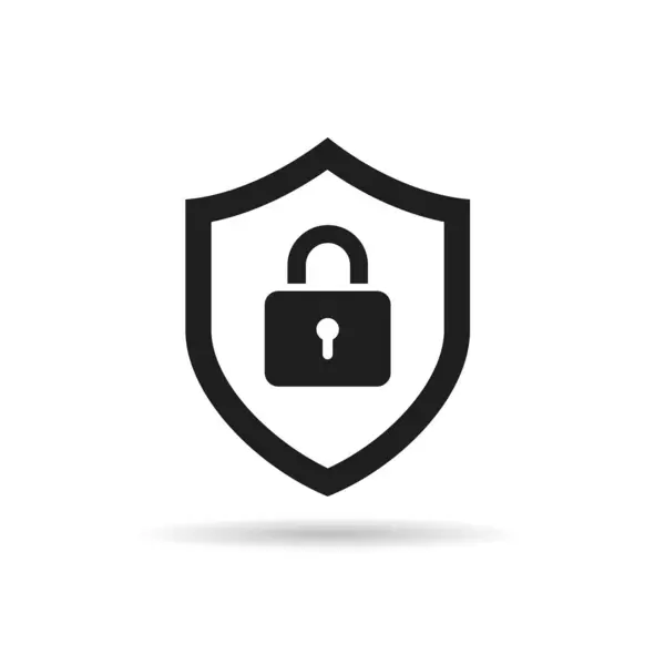 Kalkan ve asma kilit simgesi. Güvenlik simgesi vektör çizimi