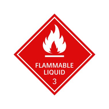 Yanıcı sıvı kırmızı kare. Yanıcı sıvı sembolü, Vektör İllüstrasyonu