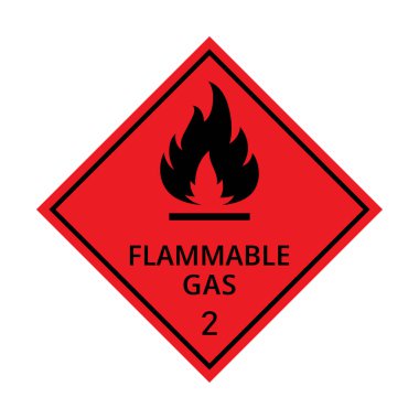 Yanıcı gaz uyarı işareti vektör illüstrasyonu, 2. sınıf pankartlar. Yanıcı gaz uyarı işareti.