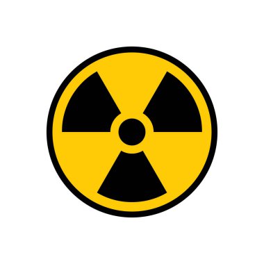 Radyoaktif uyarı sarı daire işareti. Radyoaktivite uyarı vektörü sembolü.