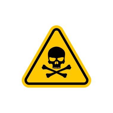 Tehlike, zehirli işaret kafatası ikonu. Kafatası sembolü uyarısı. Zehirli işaret. Kafatası ve çapraz kemikli tehlike işareti.