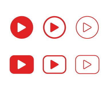 Çalma düğmesi simgesi seti. Ortam oynatıcı simgelerinin koleksiyonu. Video ortam oynatıcı sembolü.