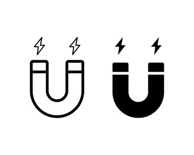 Mıknatıs simgesi hazır. At nalı mıknatısı ikonu. Mıknatıs sembolü. Beyaz arkaplanda manyetik vektör işareti izole edildi