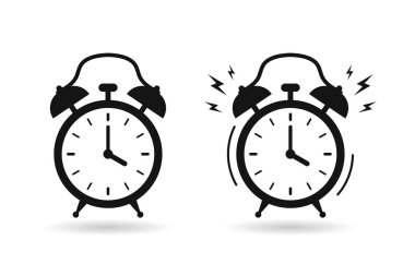 Alarm saat simgesi çalıyor. Alarm saat simgesi vektörü. Zamanlayıcıyı uyandır. Sabah zamanlayıcısı saat vektör tasarımı