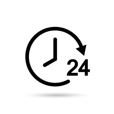 24 saat servis vektörü. Günlük servis simgesi seti. 24 saat yardım vektör sembolü.