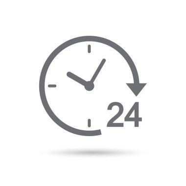 24 saat ikonu. 24 saat ya infaz ya da teslimat hizmeti simgeleri sipariş et. Vektör illüstrasyonu.