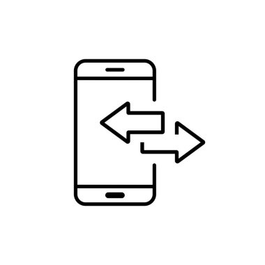 Telefon eşzamanlama simgesi, telefon aktarım hattı simgesi, aygıt veri değişim süreci, aygıt paylaşım vektör simgesi, bulut bağlantısı işareti, cep telefonu veri aktarım sembolü.