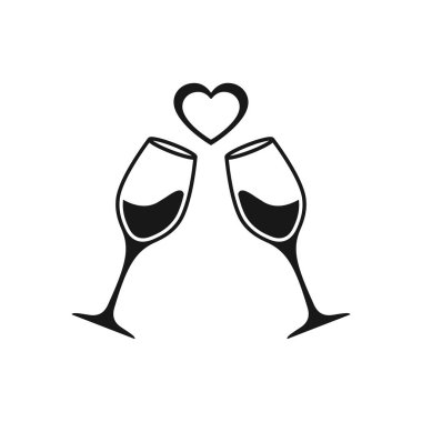 Şampanya vektör ikonuna bayılırım. İki kadeh şarap şerefe