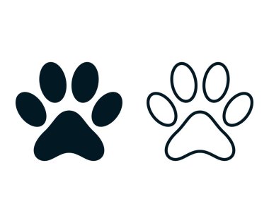 Paw Yazdırma simgesi vektörü. Köpek ve kedi pençesi iz vektör simgesi. Köpek vektör ayak izi simgesi