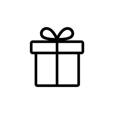 Kurdele çizgisi ikonlu hediye kutusu. Hediye kutusu vektör simgesi.