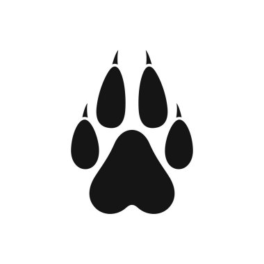 Pençe izi simgesi. Köpek pençesi vektör simgesi. Köpek ayak izi simgesi