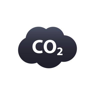 CO2 emisyon vektör simgesi. Karbon gazı bulut simgesi, dioksit kirliliği işareti.
