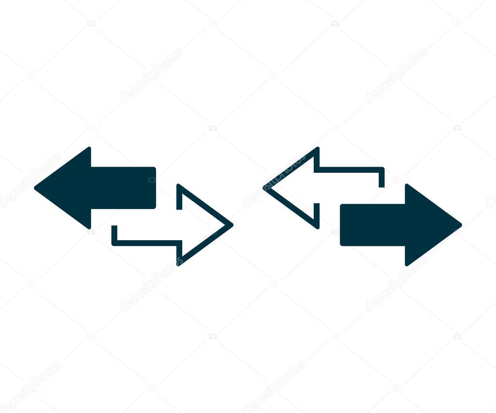 Left right arrows vector icon. Transfer arrows icon. 2 side arrow icon