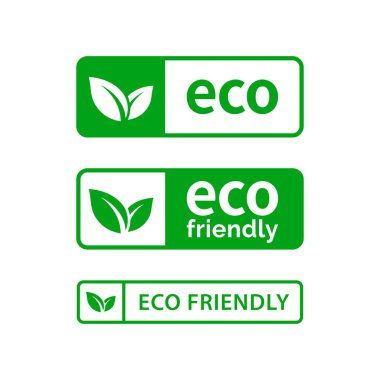 Çevre dostu ikon seti. Ekolojik gıda kuponları. Eko gıda etiketleri. Çevre dostu işaret sembolü