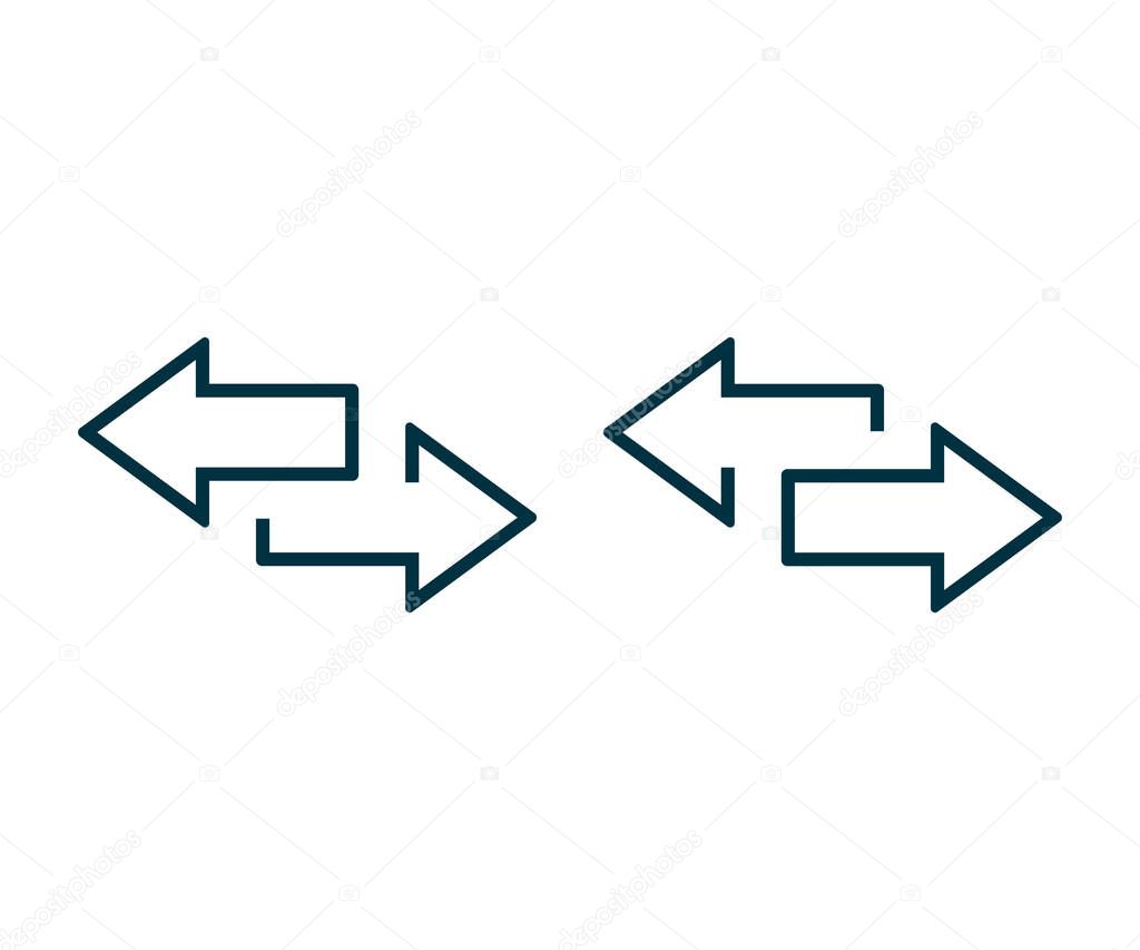 Left right arrows vector icon. Transfer arrows icon. 2 side arrow icon