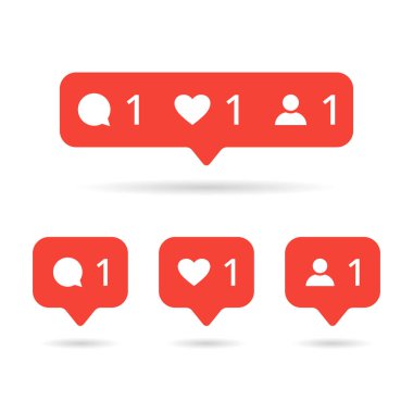 Yorum, takip, mesaj simgesi seti gibi. Sosyal ağ gibi, yorum, simge paketini takip et.