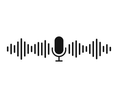 Ses dalgası simgesi. Müzik sembolü. Mikrofon ses dalgası. Vektör illüstrasyonu.