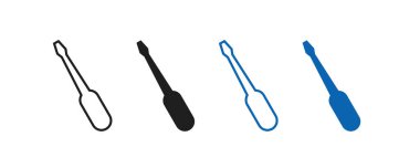 Screwdriver flat line vector illustration. Tools icon vector. Professional mechanical maintenance tool sign