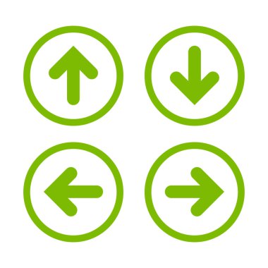 Sol, sağ, yukarı ve aşağı vektör simgeleri ok. Ok sembolü. Beyaz arkaplanda ok yeşil renk simgesi.