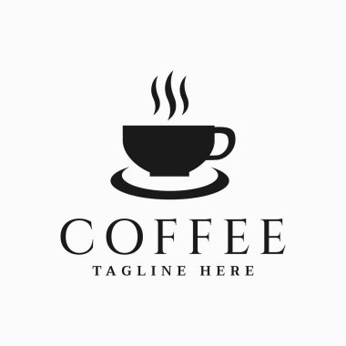 Kahve dükkanı logosu tasarımı. Kafe logosu tasarımı. Kahve kupası ikonu. Kahve etiketi, kahve rozeti, kahve logosu tasarımı.