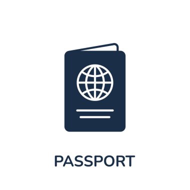 Pasaport simgesi. Uluslararası pasaport ikonu. Belge simgesi. Vektör illüstrasyonu