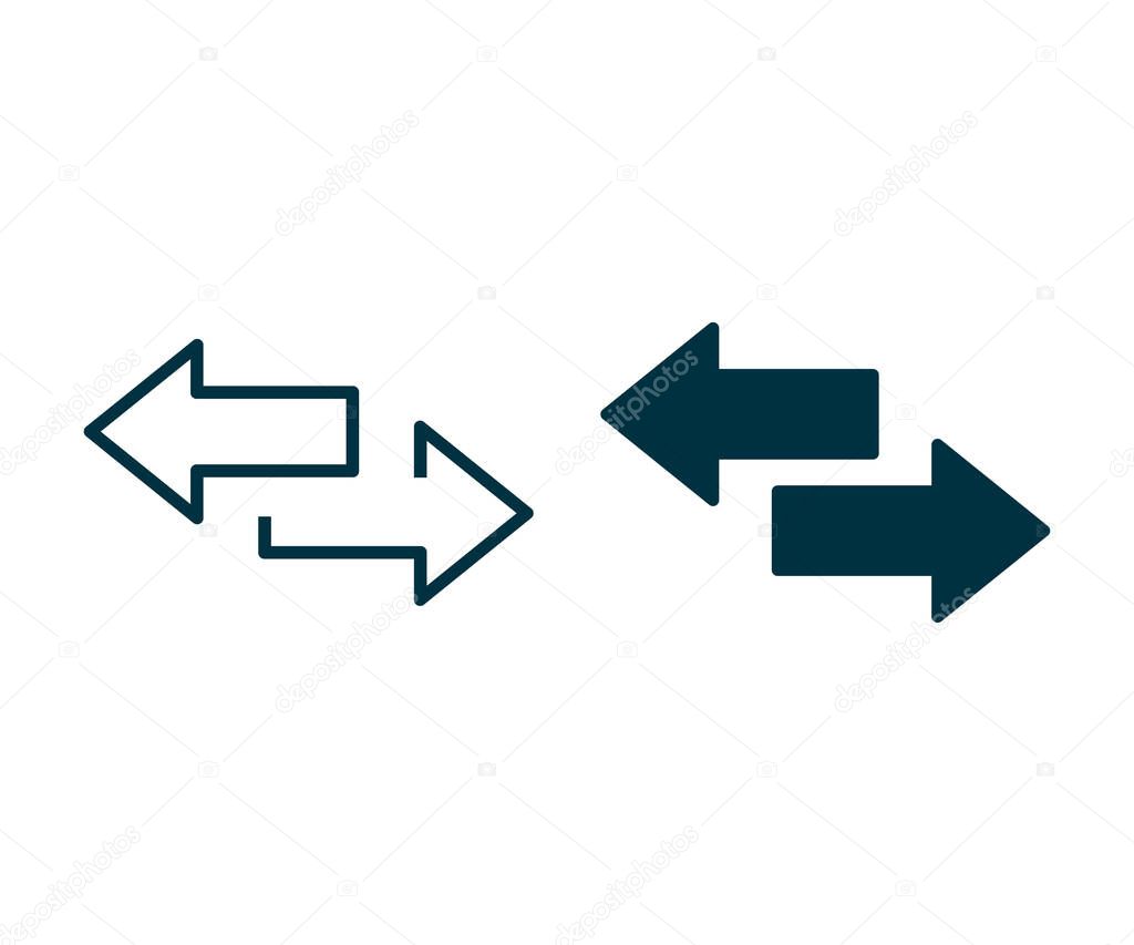 Left right arrows vector icon. Transfer arrows icon. 2 side arrow icon