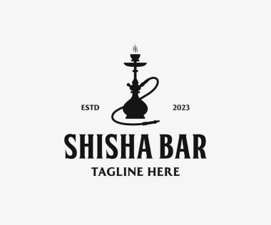 Shisha modern logosu. Shisha tüten logo şablonu. Cafe, Shop, Club için Nargile Logosu