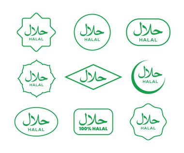 Helal gıda sertifikalı ikon. Helal gıda etiketleri simgesi. Helal logo işareti, helal gıda sembolü..