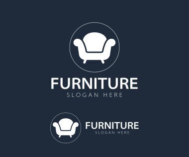 Mobilya logosu kalıbı. Mobilya sembolü ve ikon. Sandalyeler, kanepeler, masalar ve mobilyalar..