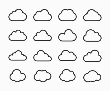 Bulut simgesi hazır. Bulut şekilleri koleksiyonu. Bulutlar çizgi işareti sembolleri