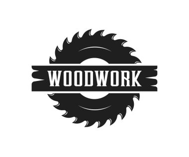 Ahşap işçiliği ve marangozluk eski model logo tasarımı. Testere ya da testere şablonu