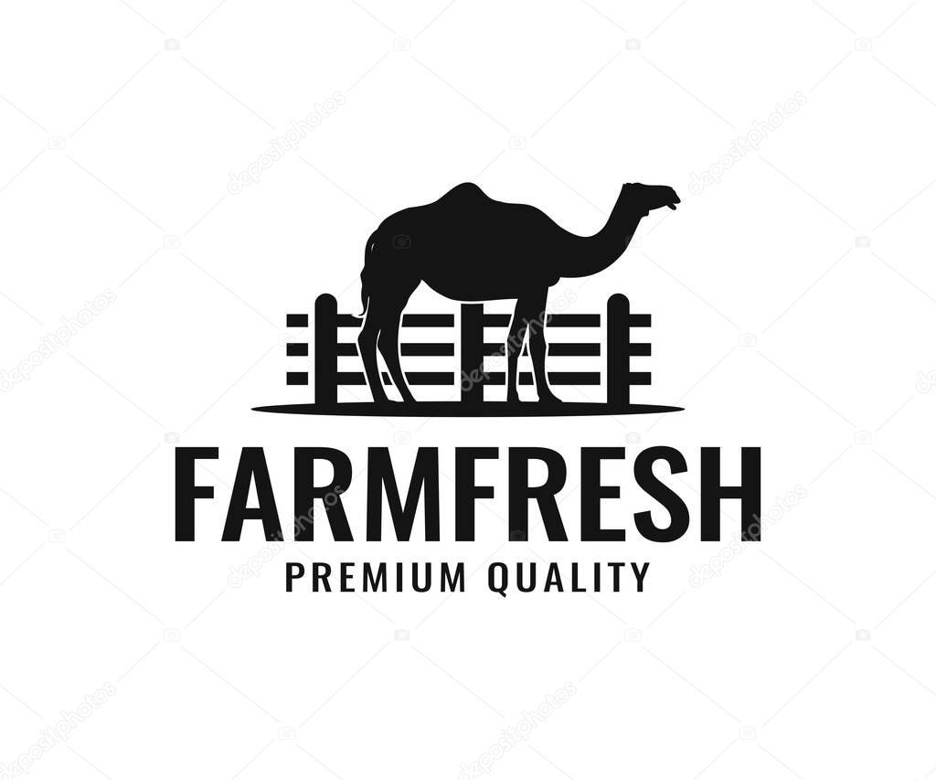 Camel farm logo design. Camel silhouette designs logo design.