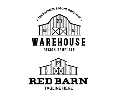 Ahır ve depo logosu tasarım şablonu. Klasik çiftlik logosu tasarımı. Tarım çiftliği logo şablonu