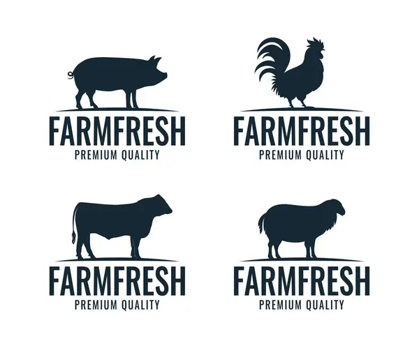 Çiftlik hayvanları logo tasarım şablonu. Çiftlik logosu tasarımı koleksiyonu