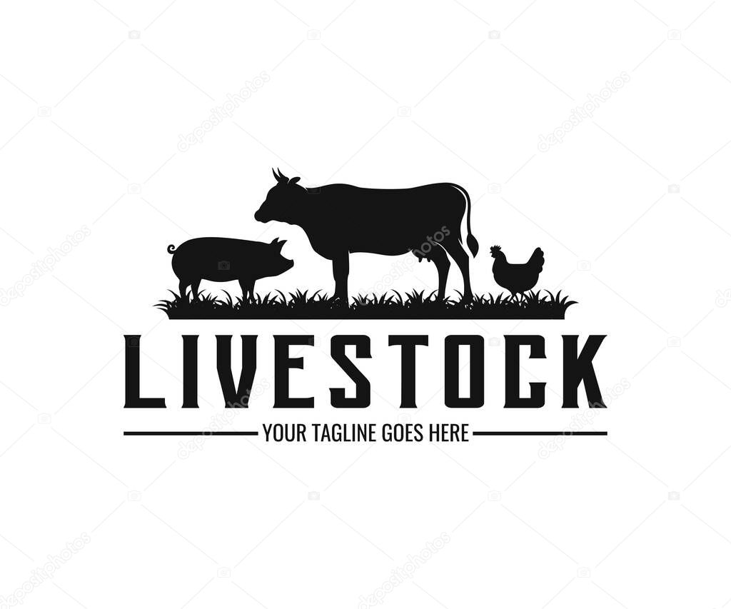 Farm animal logo design. vintage style farm logo