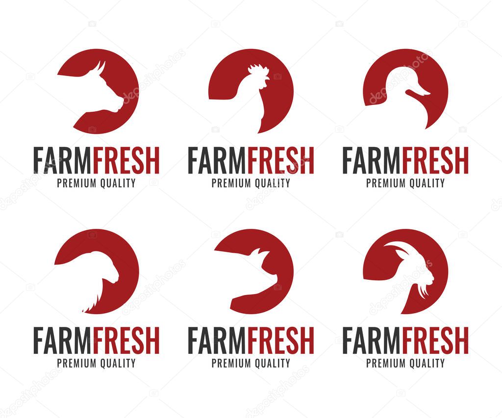 Farm animal logo. Farm logo design template. Livestock and Cattle, farm logo template