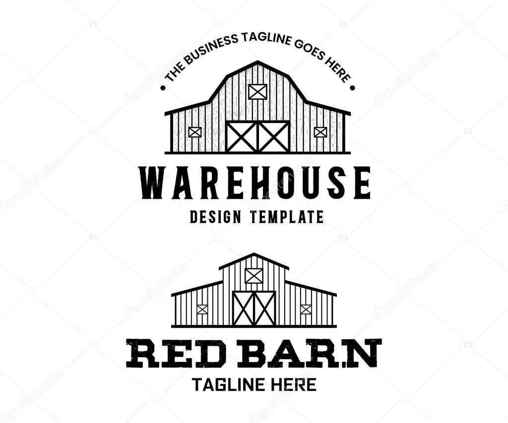 Barn and warehouse logo design template. Vintage farm logo design. Agriculture farm logo template