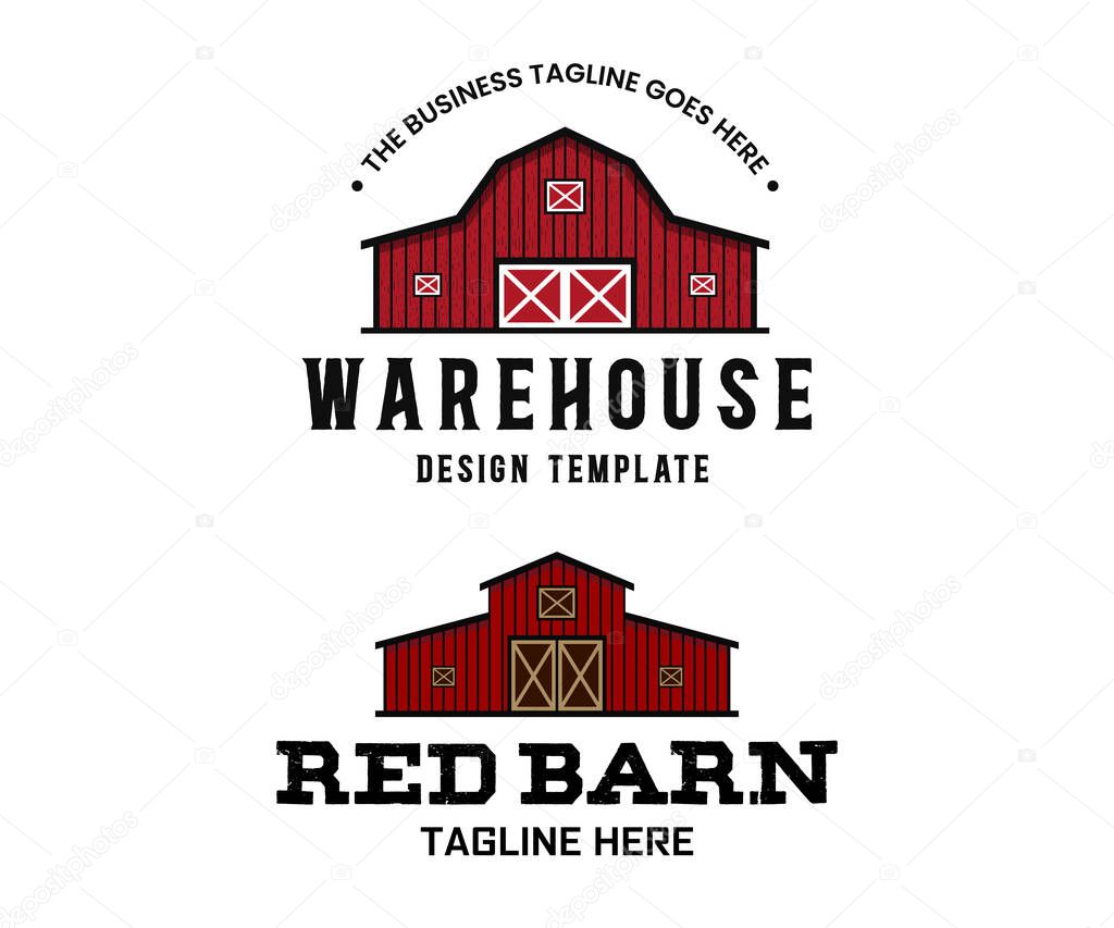 Barn logo design. Warehouse vintage logo design template. Vintage farm logo design. Agriculture farm logo design template