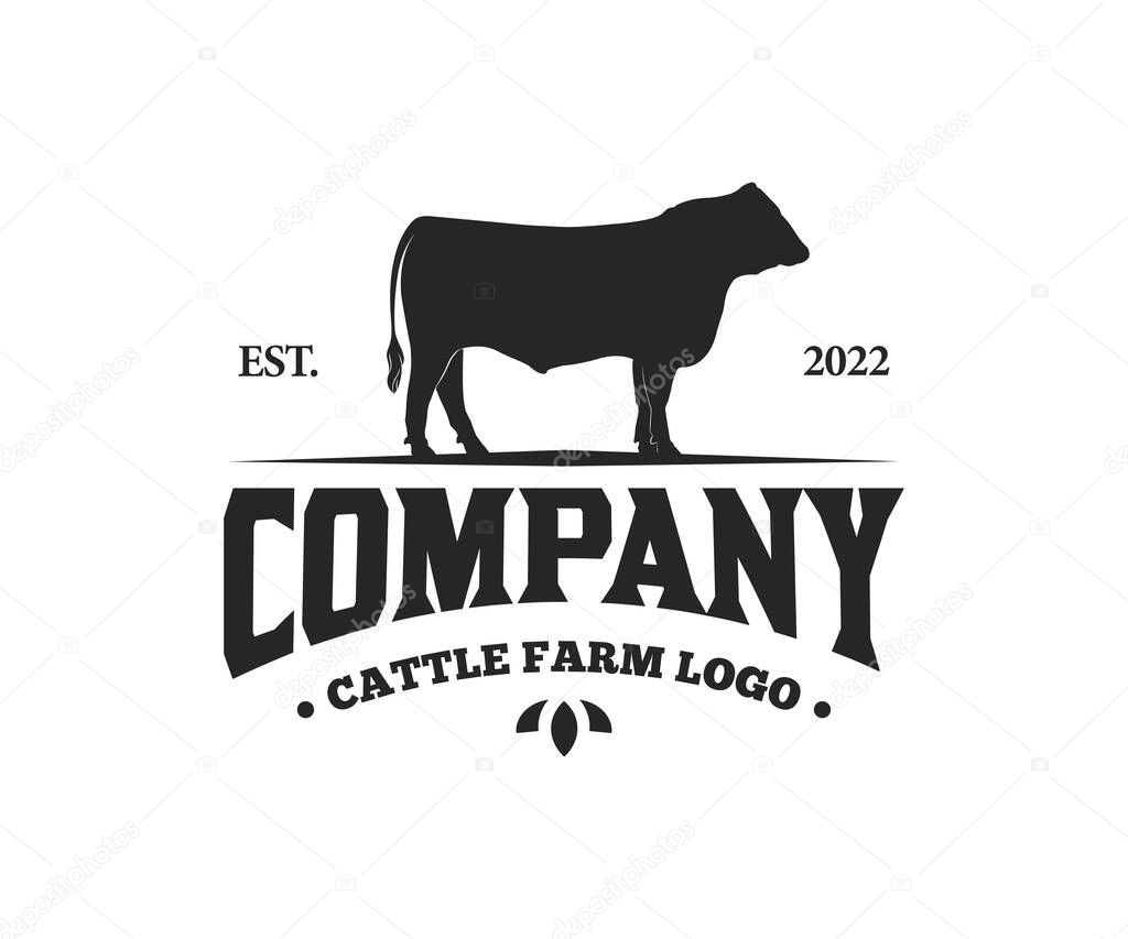 Angus cattle farm logo design. Livestock farm logo design with a cow