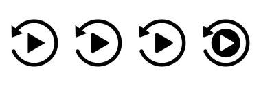 Simgeyi tekrar oynat. Video düğmesi simge vektörünü tekrar oynat. Simgeyi tekrarla. Video düğmesi simgesi simgesi, vektör illüstrasyonunu tekrar oynat