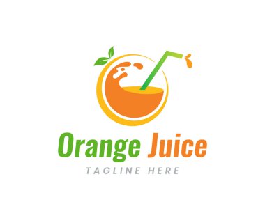 Portakal Suyu Logosu. Juice Bar Logo Tasarım Şablonu