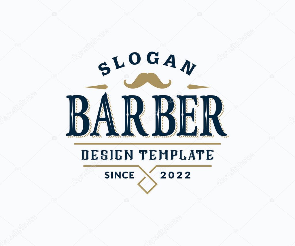 Barbershop logo design. Salon vintage logo design template on isolated white background