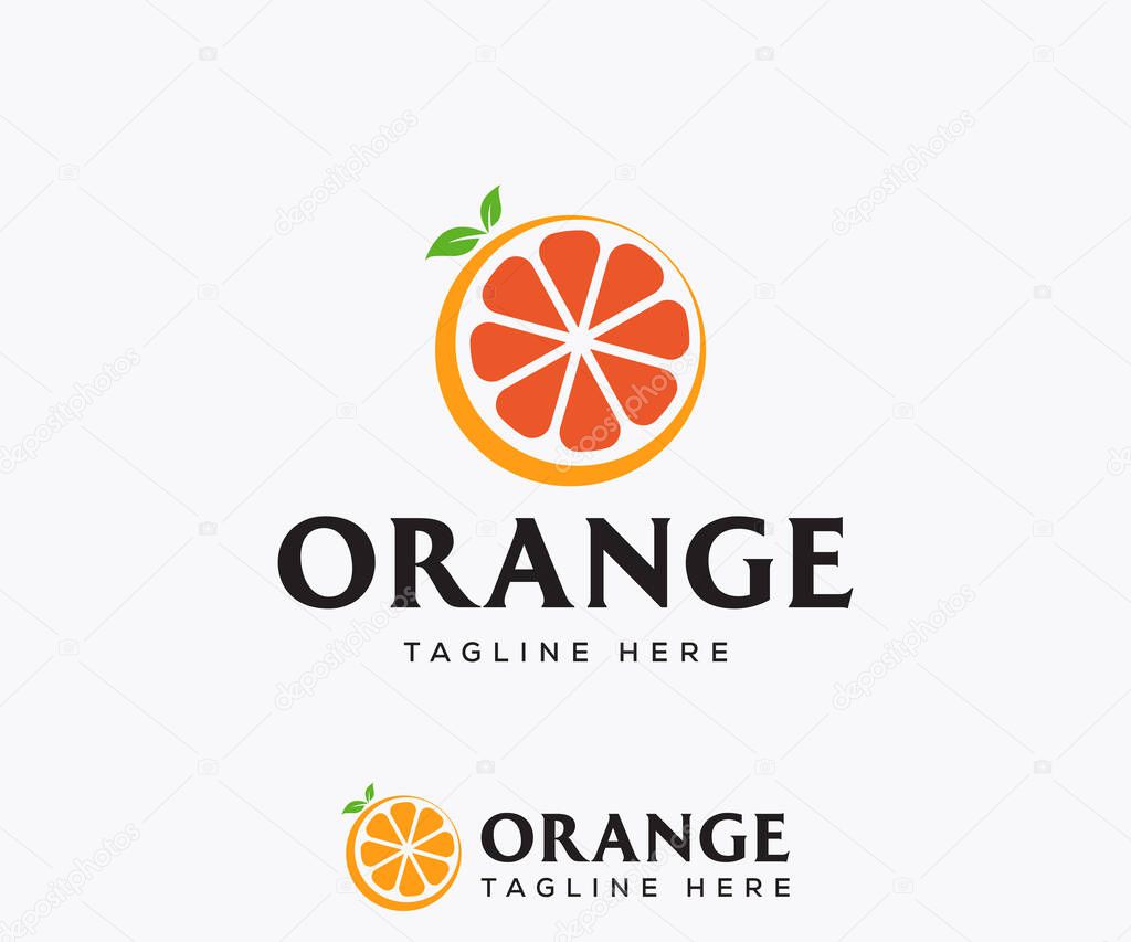 Orange Logo Design Template. Orange Slice Logo Design. Fresh Orange Juice Logo. Juice Bar Logo Design Template
