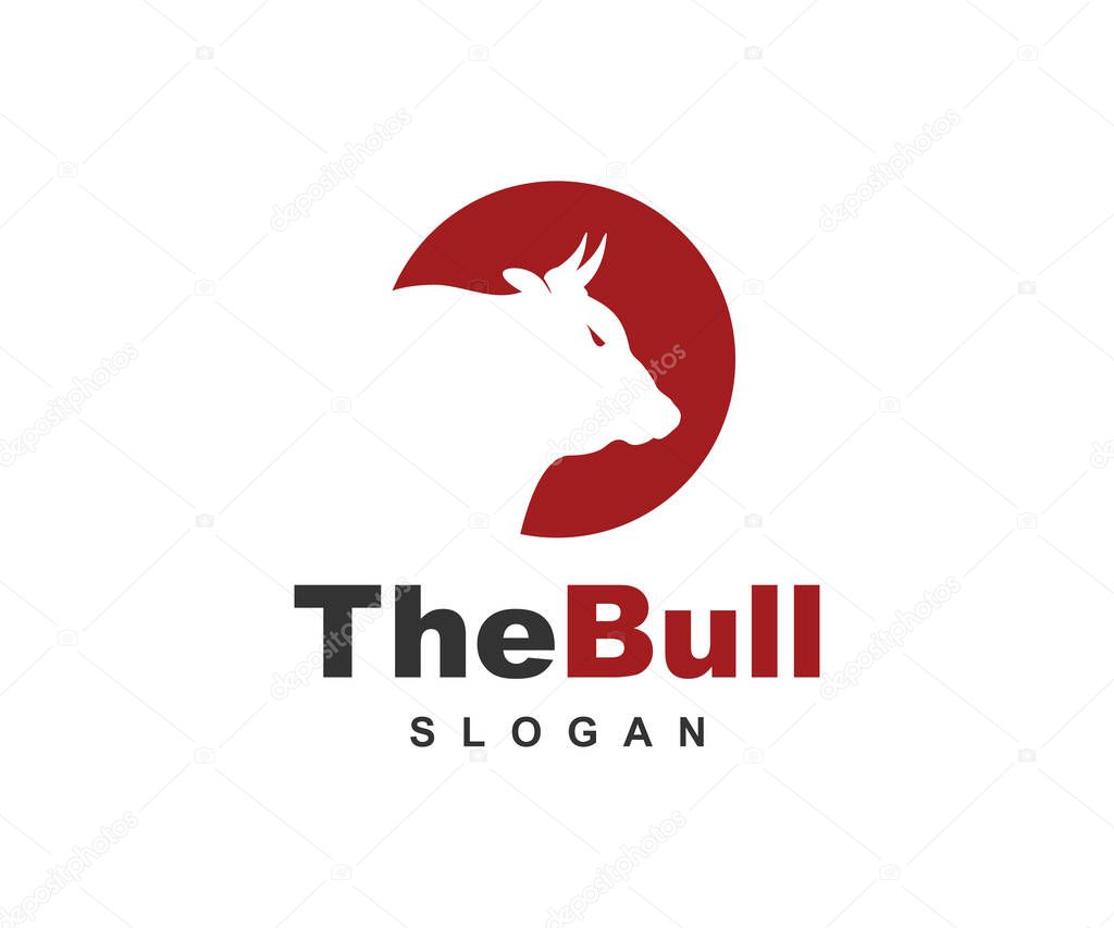 Buffalo, cow, ox, bull head logo design template
