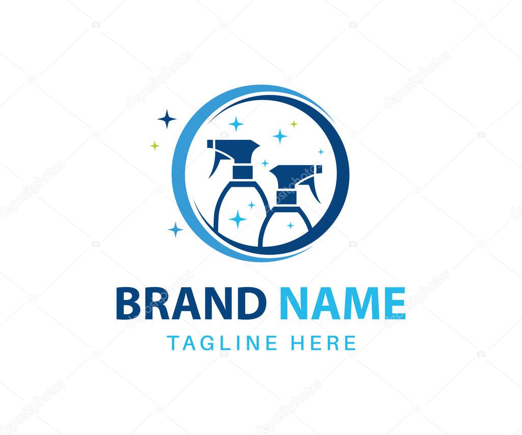 Cleaning logo design. Cleaning services logo design with Sprays as a fresh natural symbol