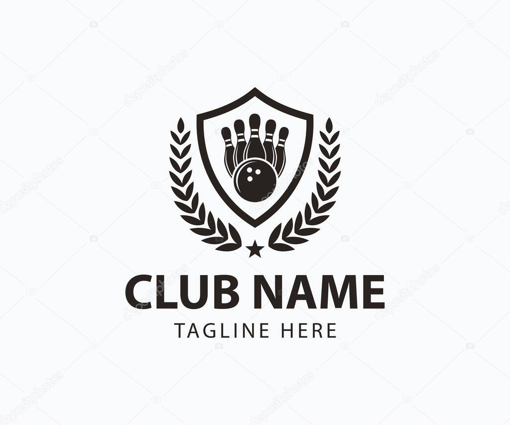 Bowling ball and Ninepins logo. Bowling ball and bowling pins logo design