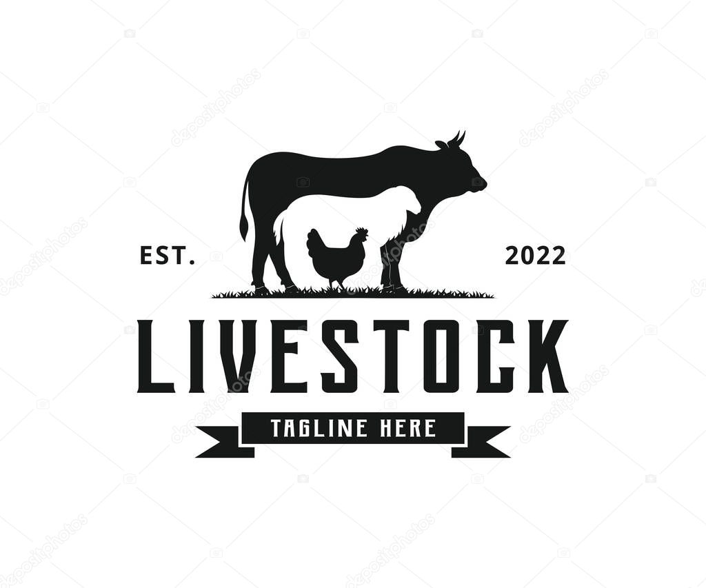 Livestock farm logo design template. Animal Farm logo design