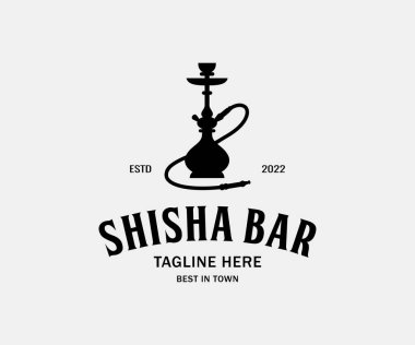 Shisha Bar Logosu. Nargile Bar Logosu Tasarımı. Nargile logosu ve simge şablonu