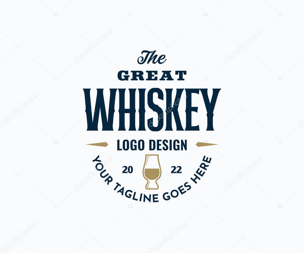 Whiskey Logo Design Template. Wine Logo Design. Bar Logo Design Template